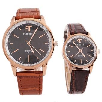 360DSC Couples Lovers 861 Watches Quarts Movement Numberless Design Wristwatches with Leather Band Pair in Package  