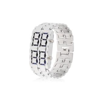 360WISH Men’s LED Digital Wrist Watch Lava Bracelet Style with Iron Box Bright Silver Blue  
