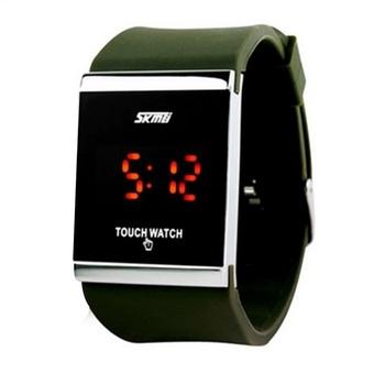 360WISH Skmei 0983AT Fashionable Unisex 3ATM Water Resistant LED Digital Couples Jelly Touch Screen Wrist Watch - Army Green  