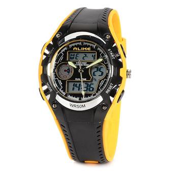 ALIKE AK9132 Sports 50m Water Resistant Quartz Diving Wrist Watch - Black + Yellow (Intl)  