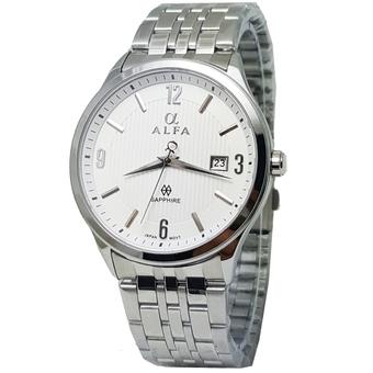 Alfa watch ALF099 Jam Tangan Pria - Strap Stainless Steel - Silver - Tanggal  