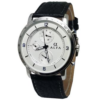 Alfa watch Slim Cronograph Jam Tangan Pria - Strap kulit  