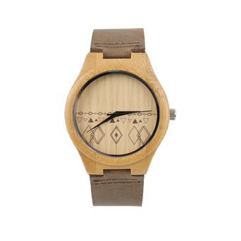 Allwin Vintage watches wooden dial watch Men Women Couple Watch Rhombus Pattern Brown (Intl)  