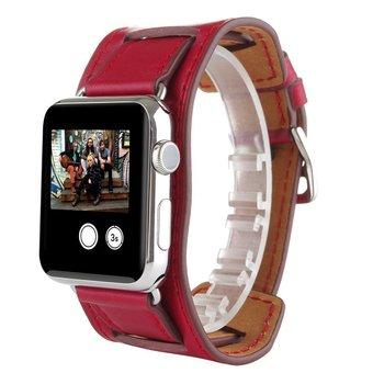 Apple Watch Band, 42mmVENTER®Cuff Genuine Leather watch Band strap Bracelet Replacement Wrist Band With Adapter Clasp for iWahtch Apple Watch & Sport & Edition--Cuff red 42mm - Intl  