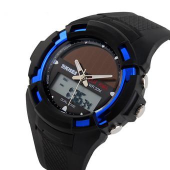 Audew SKMEI Hombre Solar Reloj LED Digital Dual Time Deporte Outdoor Impermeable Watch Blue (Intl)  