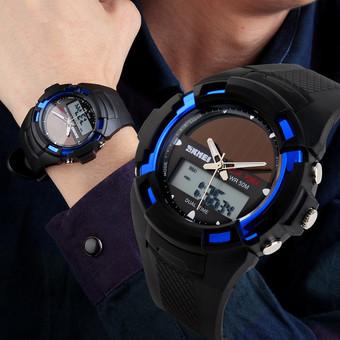 Autoleader SKMEI Hombre Solar Reloj LED Digital Dual Time Deporte Outdoor Impermeable Watch (Blue)(INTL)  