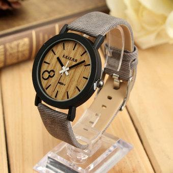 Autoleader Vintage Men Wooden Dial Casual Leather Quartz Wrist watch (Intl)  