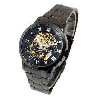 Automatic Classic Skeleton Men's Mechanical Stainless Steel Wrist Watch Black  