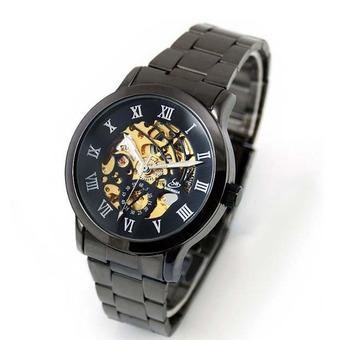 Automatic Classic Skeleton Men's Mechanical Stainless Steel Wrist Watch Black (Intl)  