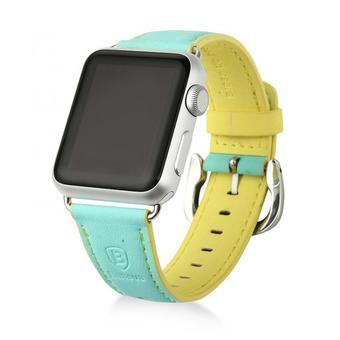 BASEUS PU Apple Watch Strap IWatch Watchband 42mm - Light Blue/Yellow  