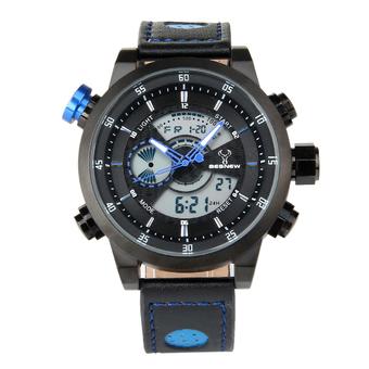 BESNEW Men's Multifunction Waterproof Sport Analog-Digital Display Quartz Watch w/ Backlight / Alarm / Timer - Black+Blue  