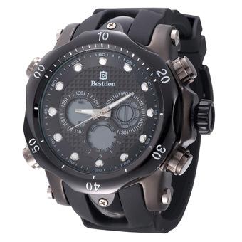 BESTDON BD5515G Men's Quartz & LED Electronics Dual Time Display Wrist Watch -Black(1*2025) (Intl)  