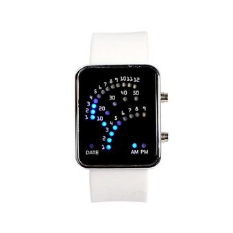 BODHI Unisex Fan-shaped 29 Blue LED Display Digital Date Silicone Wrist Watch (White) (Intl)  