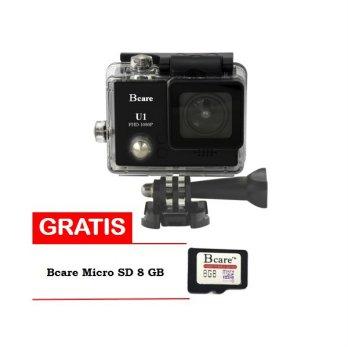 Bcare Action Camera U-1 12 MP FHD 1080P - Hitam/Silver+ Gratis Bcare MicroSD 8 GB