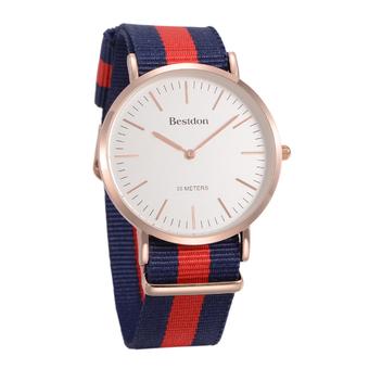 Bestdon BD5530G Men's Ultra-thin Fashion Canvas Strap Waterproof Quartz Watches - Rose Gold + Blue + Red  