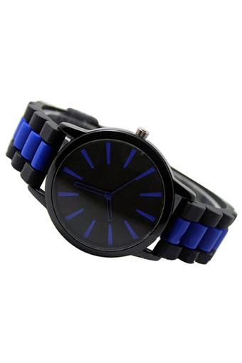 Blue lans Women's Silicone Jelly Gel Quartz Sports Wrist Watch Dark Blue  