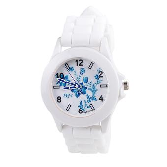 Blue lans Women's White Silicone Strap Watch  