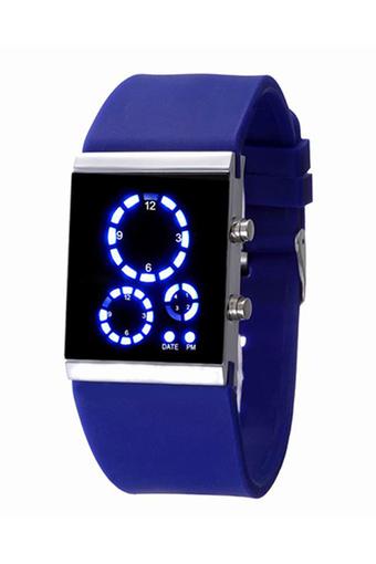 Bluelans Jam Tangan Unisex - Biru - Strap Silicone - LED Time  