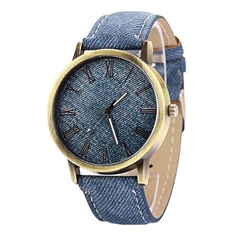 Bluelans Men Women Denim Fabric Casual Analog Quartz Wrist Watch (Blue) (Intl)  