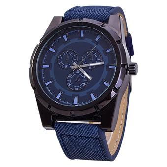Bluelans Men's Jean Fabric Stainless Steel Analog Quartz Wrist Watch Blue (Intl)  