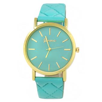 Bluelans Unisex Mint Green Checkers Faux Leather Analog Watch  