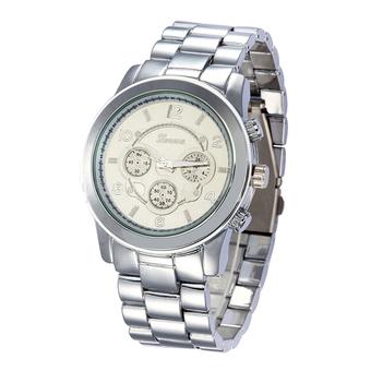 Bluelans Unisex Platinum Stainless Steel Band Wrist Watch Silver (Intl)  