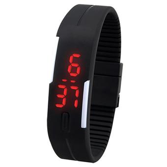 Bluelans Unisex Silicone Red LED Sports Bracelet Touch Digital Watch Black  