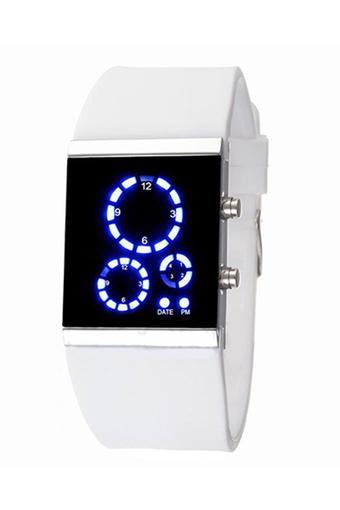 Bluelans Unisex Sports Silicone Digital LED Time Date Wrist Watch White  