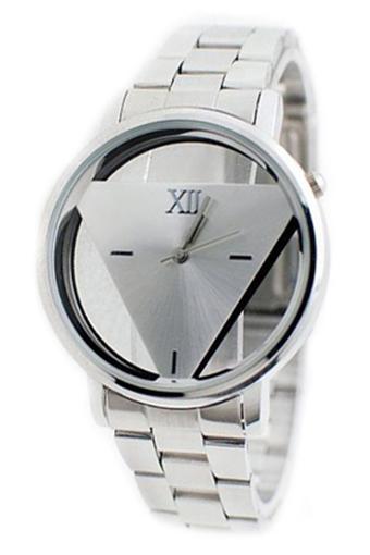 Bluelans Unisex Stainless Steel Triangle Dial Watch Silver  