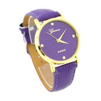 Bluelans Women's Faux Leather Band Flower Analog Quartz Watch (Purple)  