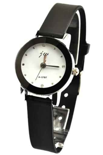 Bluelans Women's Faux Leather Oversize Quartz Wrist Watch White  