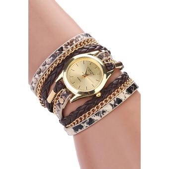 Bluelans Women's Leopard Wrap Faux Leather Analog Quartz Watch (Brown)  