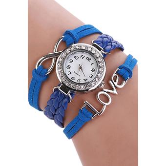 Bluelans Women's Love Wrap Braided Faux Leather Bracelet Watch Sapphire Blue  