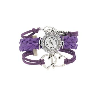Bluelans Women's Purple Leather Strap Watch  