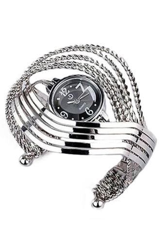 Bluelans Women's Silver Charm Bracelet Quartz Wrist Watch  