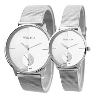 Bluelans Womens Mens Lover Couple Quartz Stainless Steel Wrist Watch 1 Pair White (Intl)  