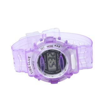 Boys Girls Children Students Waterproof Digital Wrist Sport Watch Purple (Intl)  