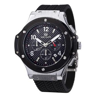 Brand Megir Military Men Business Watch Silicone Luxury Wristwatch (Silver) (Intl)  