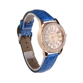 Brand New Wristwatch Ladies Watch Leather Strap Round Diamante Face Navy  