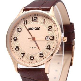 Business Fashion WeiQin 2608 Men Ultrathin Date Leather Analog Quartz Watch - Intl  