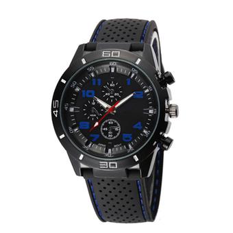 Buytra Men's Wrist Watch Black Stainless Steel Sport Blue  