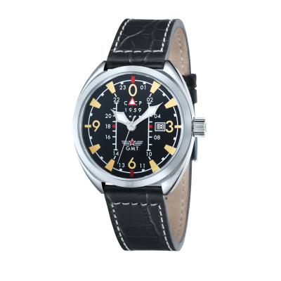 CCCP Aviator Yak-15 Leather Watch (Silver) CP-7013-01 - Black