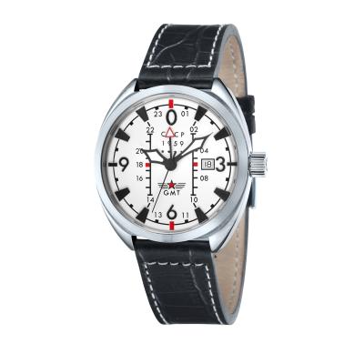 CCCP Aviator Yak-15 Leather Watch (Silver) CP-7013-02 - Black