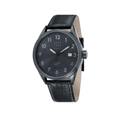 CCCP CP-7015-10 Golden Soviet Submarine Men's Leather Watch – Black