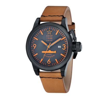 CCCP CP-7018-07 Typhoon Men's Leather Watch – Black - Black