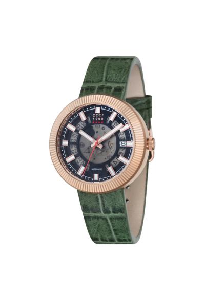CCCP Monino Men's Green Leather Strap Watch CP-7025-06 - Gold