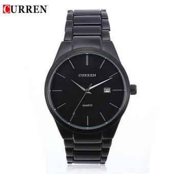 CURREN 8106 Men's Black Stainless Steel Round Quartz Wrist Watch- Intl  