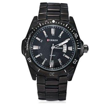 CURREN 8110 Men Sports Stainless Steel Band Wristwatch Black + Black (Intl)  