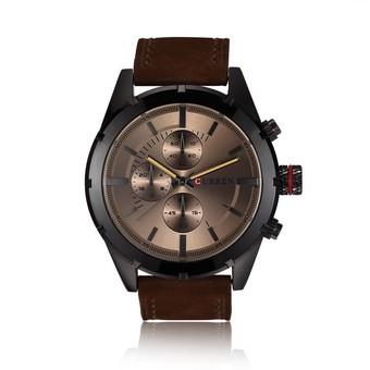 CURREN 8154A Men's Casual Leather Strap Three Fashion Watch Brown - Intl  