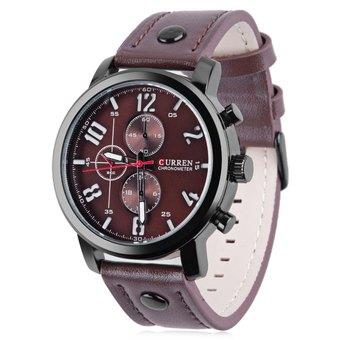 CURREN 8192 Men Quartz Watch Sports Analog Wristwatches Brown + Black (Intl)  
